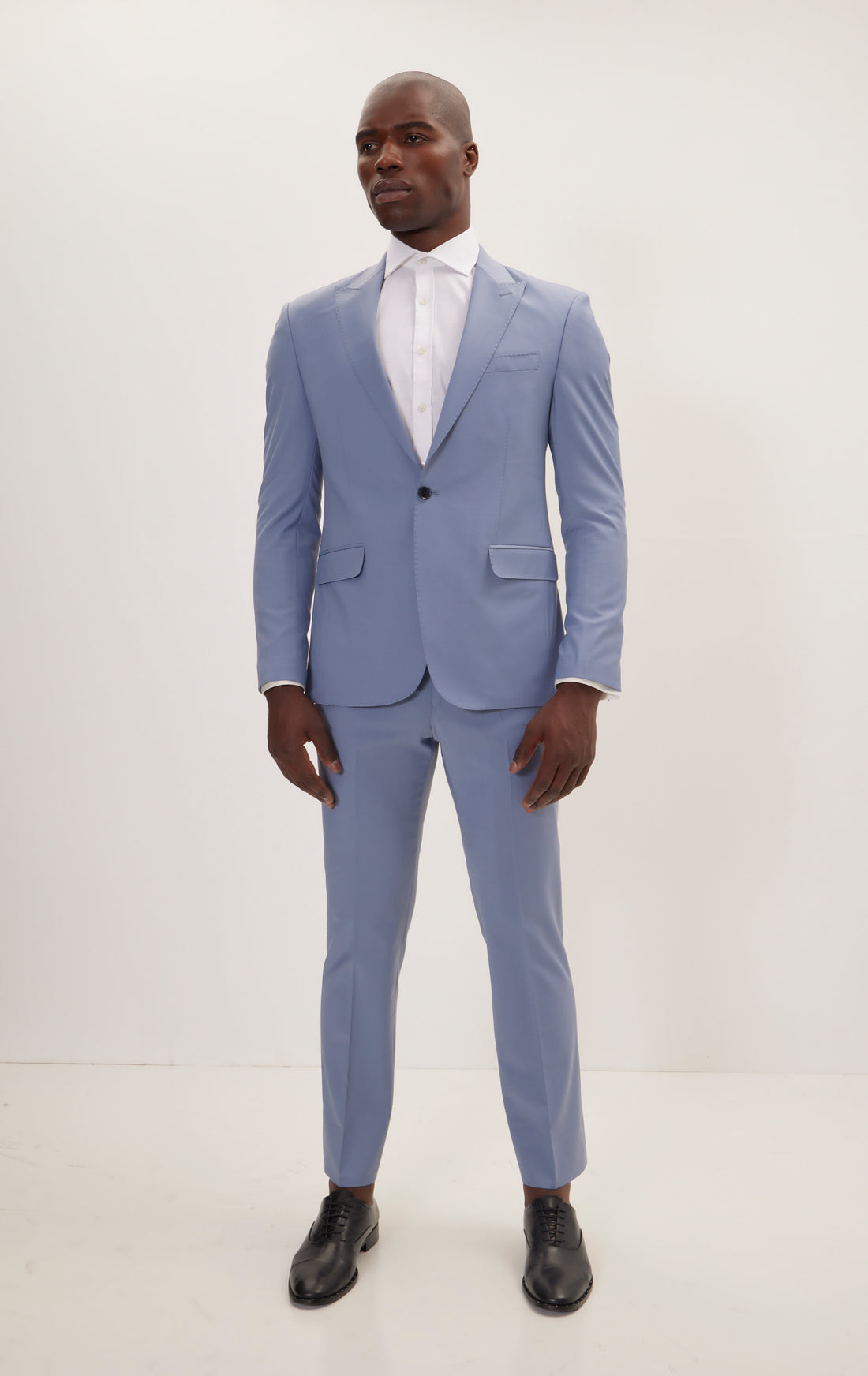 Super 120S Merino Wool Single Breasted Suit - Monument Grey Ish Blue