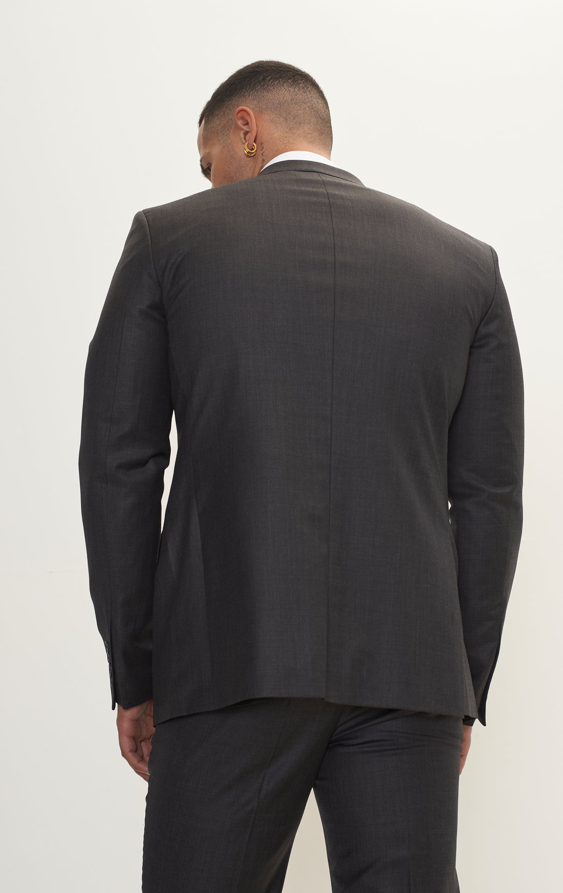 Super 180S Wool And Silk Single Breasted Suit - Slate Grey