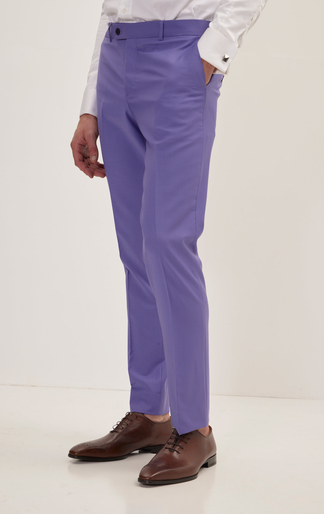 Super 120S Merino Wool Double Breasted Suit - Violet