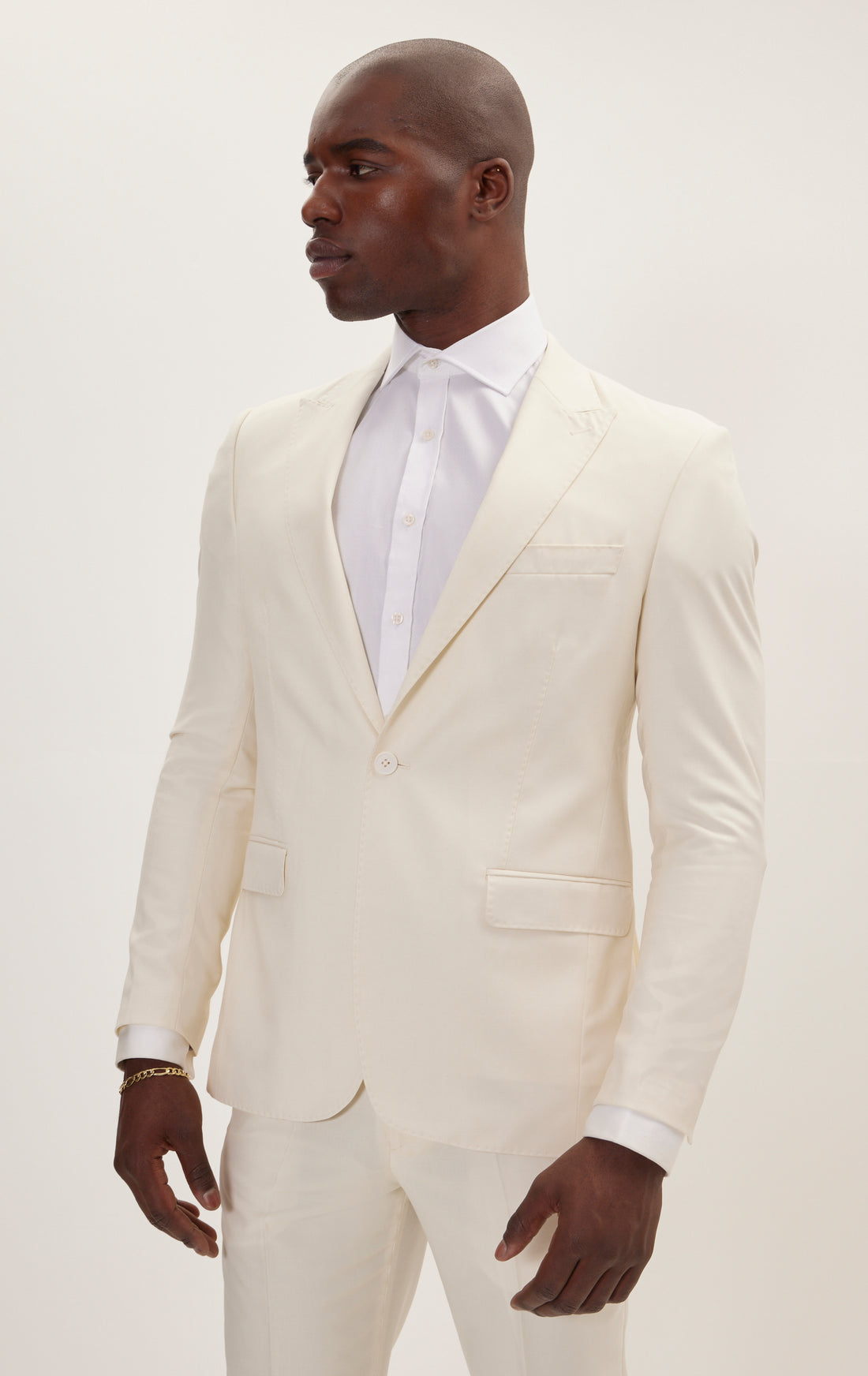 Super 120S Wool And Silk Single Breasted Suit - Off White