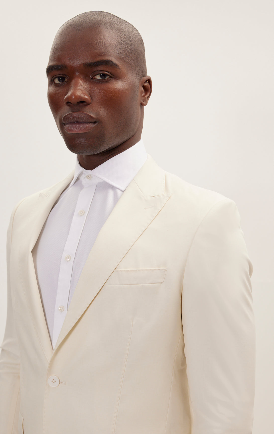 Super 120S Wool And Silk Single Breasted Suit - Off White