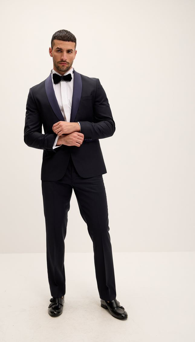 Shawl Lapel Tailored Fit Wool Tuxedo - Dark Navy