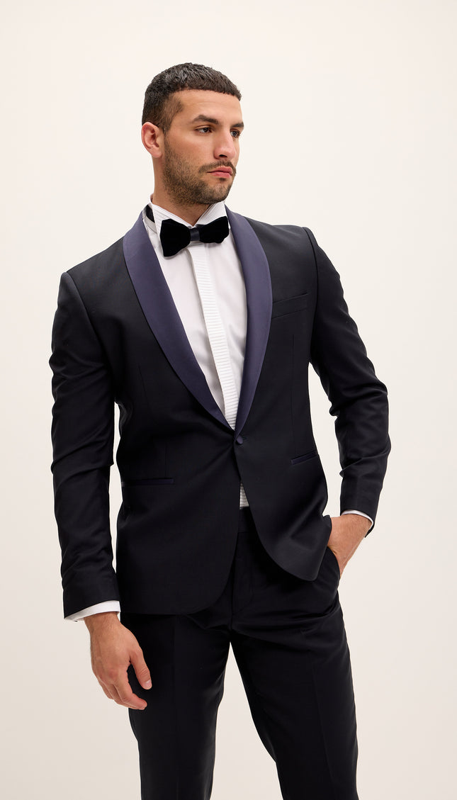 Shawl Lapel Tailored Fit Wool Tuxedo - Dark Navy