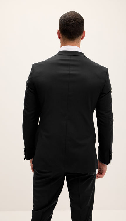 Smoking en laine à revers pointus et coupe ajustée - Noir