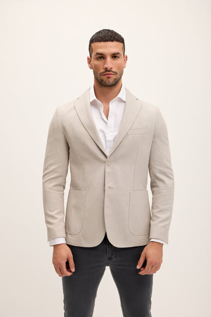 Men's Tailored Fit Patch Pocket Jacket in Cotton Blend - Trout | Ron Tomson