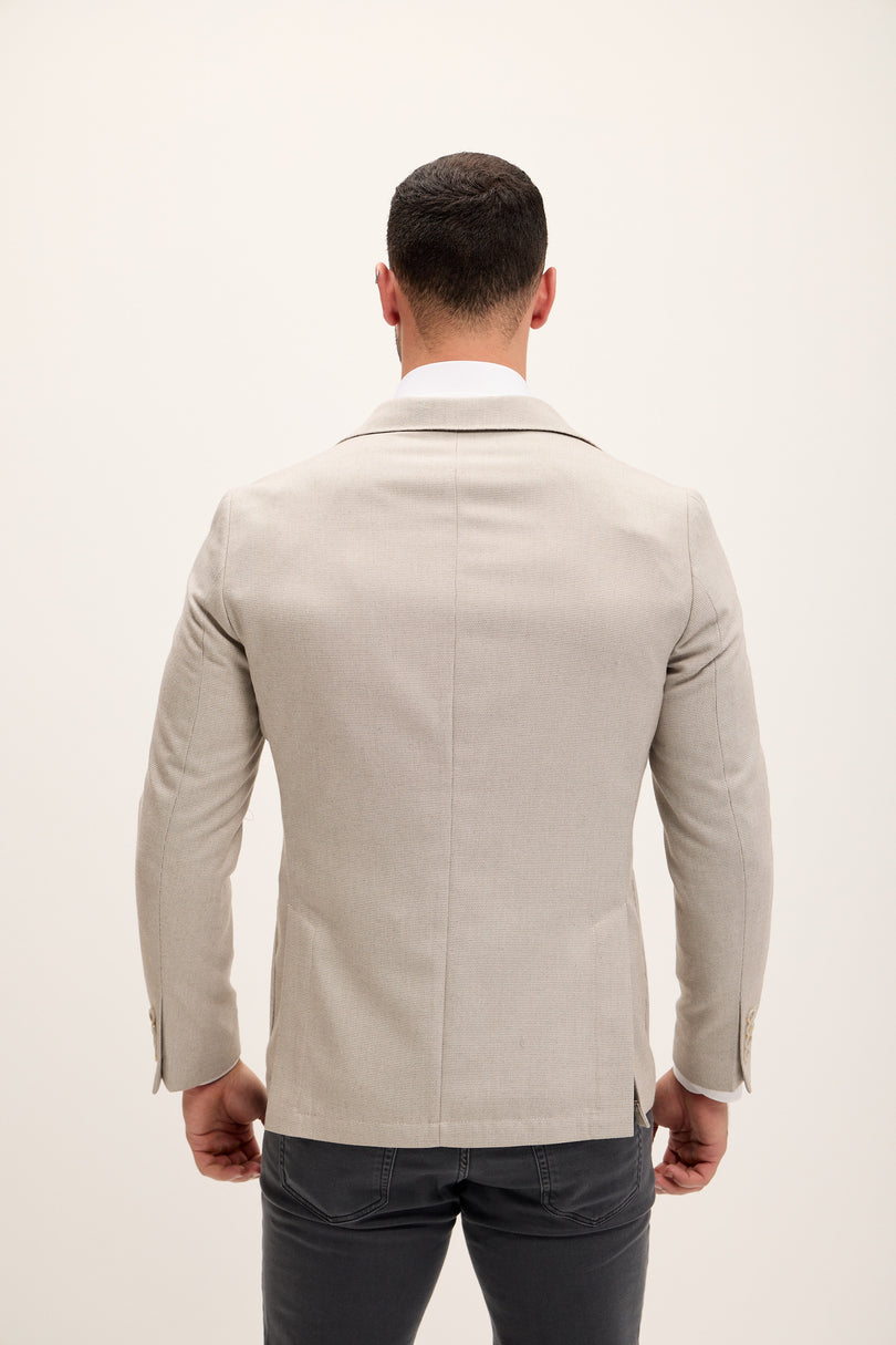Men's Tailored Fit Patch Pocket Jacket in Cotton Blend - Trout | Ron Tomson