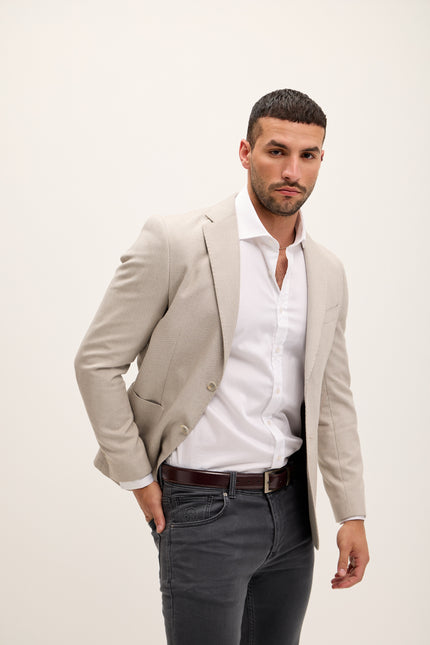Men's Tailored Fit Patch Pocket Jacket in Cotton Blend - Trout | Ron Tomson