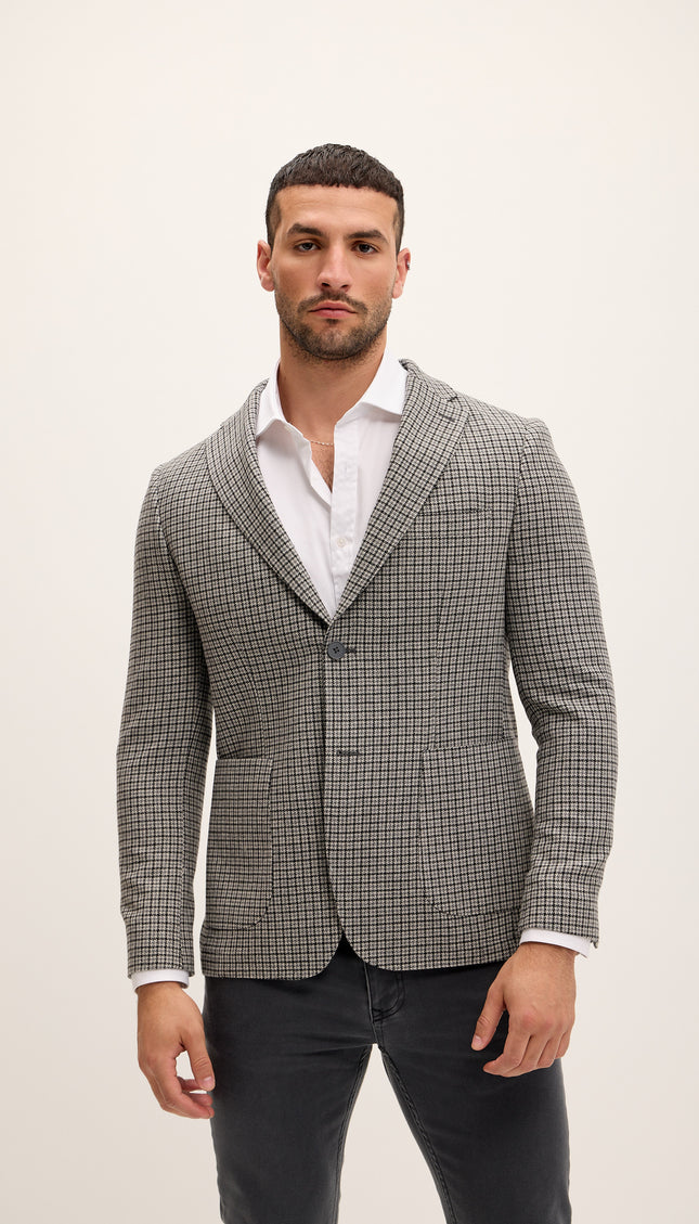 Tailored Fit Patch Pocket Jacket in Wool - Windowpane