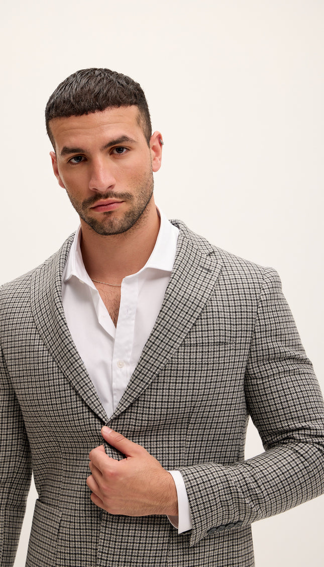 Tailored Fit Patch Pocket Jacket in Wool - Windowpane