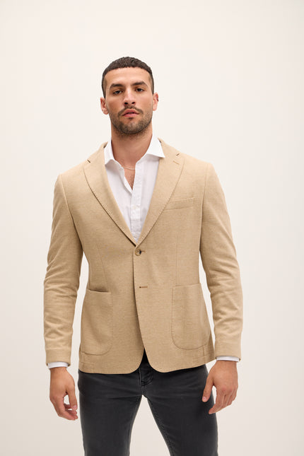 Men's Cotton-Blend Tailored Blazer - Light Brown | Ron Tomson