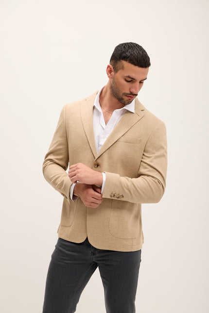 Men's Cotton-Blend Tailored Blazer - Light Brown | Ron Tomson