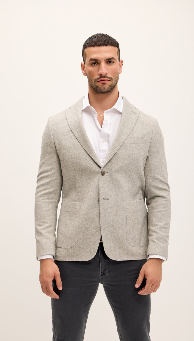 Tailored Fit Patch Pocket Jacket in Wool - Misty Grey