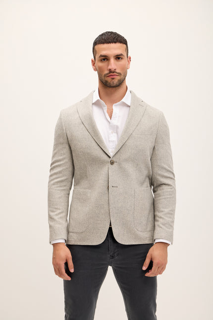 Men's Tailored Wool Patch Pocket Blazer - Misty Grey | Ron Tomson