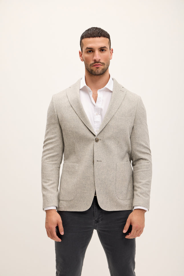 Men's Tailored Wool Patch Pocket Blazer - Misty Grey | Ron Tomson