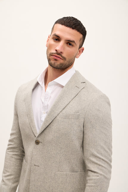Men's Tailored Wool Patch Pocket Blazer - Misty Grey | Ron Tomson