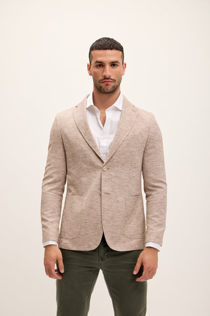 Men's Tailored Cotton-Blend Blazer - Beige | Ron Tomson