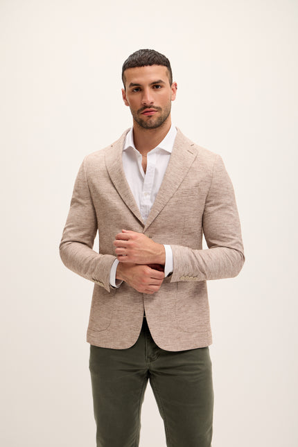 Men's Tailored Cotton-Blend Blazer - Beige | Ron Tomson