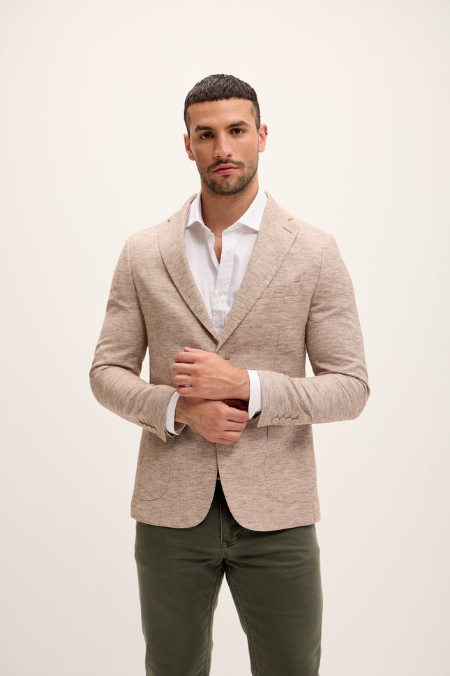 Men's Tailored Cotton-Blend Blazer - Beige | Ron Tomson