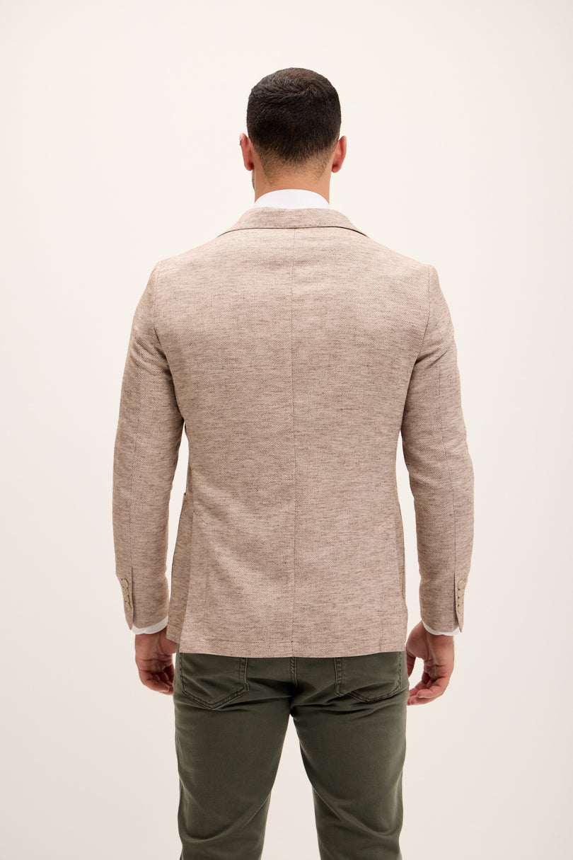 Men's Tailored Cotton-Blend Blazer - Beige | Ron Tomson
