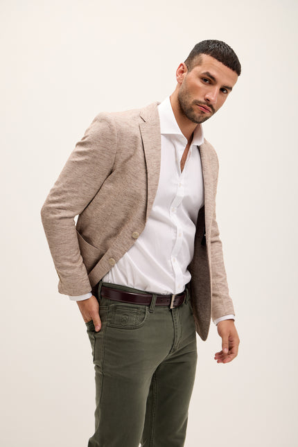 Men's Tailored Cotton-Blend Blazer - Beige | Ron Tomson