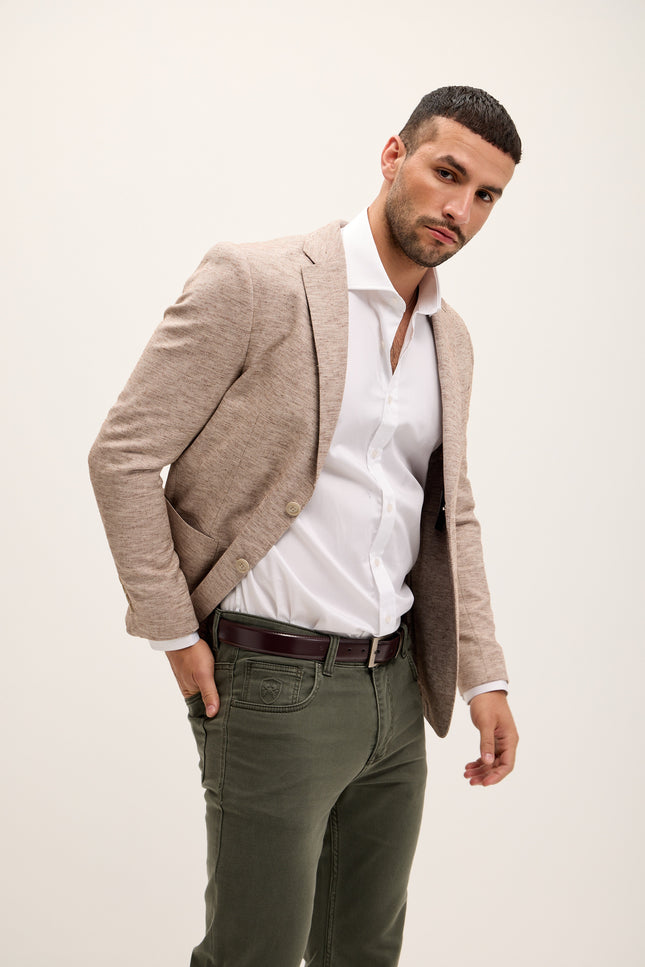 Men's Tailored Cotton-Blend Blazer - Beige | Ron Tomson
