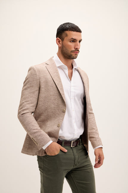 Men's Tailored Cotton-Blend Blazer - Beige | Ron Tomson