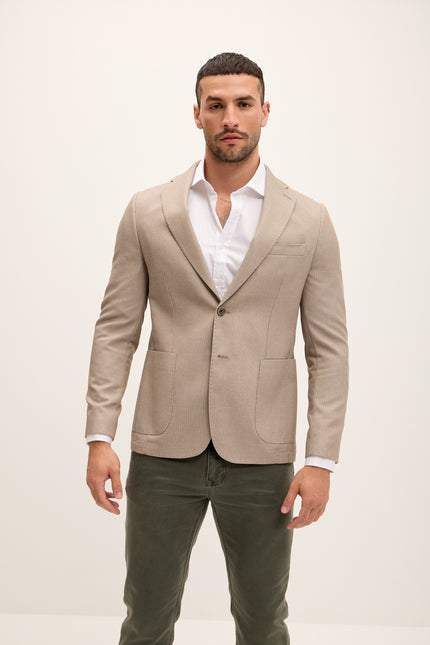 Men's Tailored Patch Pocket Blazer - Bone | Ron Tomson