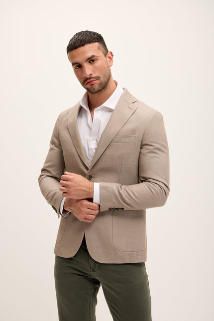 Men's Tailored Patch Pocket Blazer - Bone | Ron Tomson