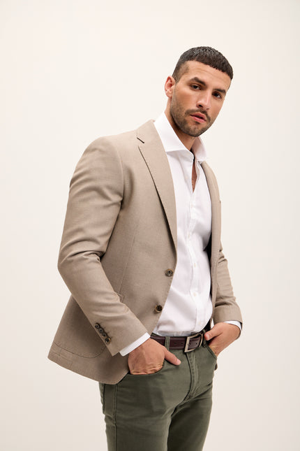 Men's Tailored Patch Pocket Blazer - Bone | Ron Tomson