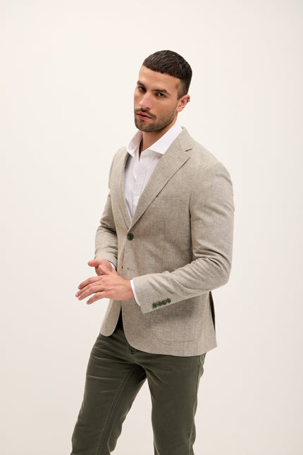 Men's Tailored Fit Patch Pocket Jacket in Cotton Blend - Rhino | Ron Tomson