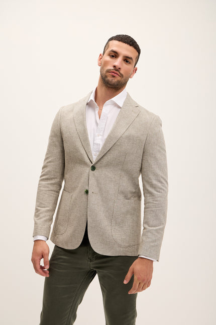 Men's Tailored Fit Patch Pocket Jacket in Cotton Blend - Rhino | Ron Tomson