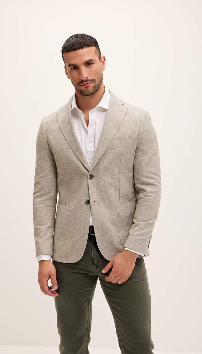 Tailored Fit Patch Pocket Jacket in Cotton Blend - Rhino
