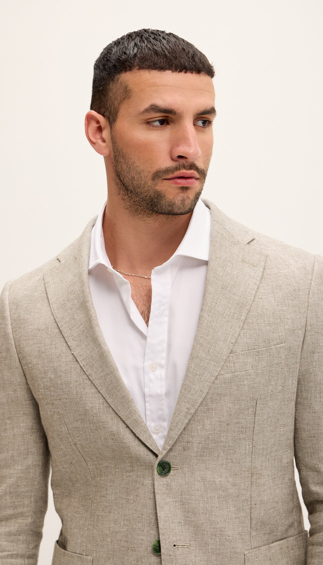 Tailored Fit Patch Pocket Jacket in Cotton Blend - Rhino