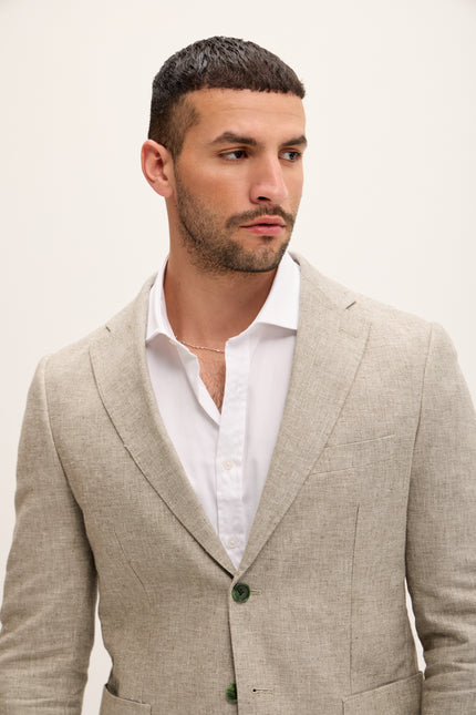 Men's Tailored Fit Patch Pocket Jacket in Cotton Blend - Rhino | Ron Tomson
