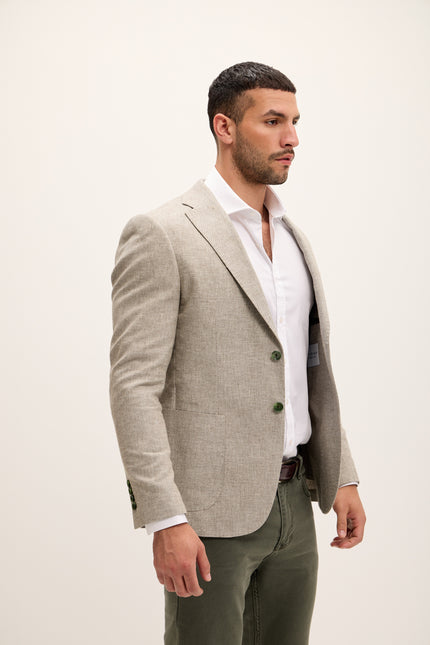Men's Tailored Fit Patch Pocket Jacket in Cotton Blend - Rhino | Ron Tomson