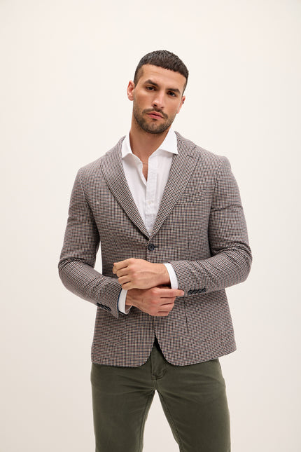 Men's Tailored Houndstooth Wool Blazer - Houndstooth | Ron Tomson