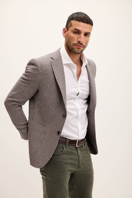 Men's Tailored Houndstooth Wool Blazer - Houndstooth | Ron Tomson