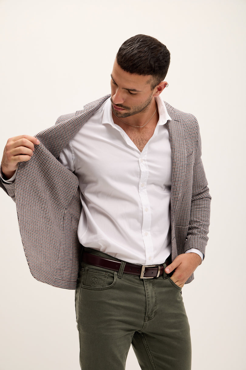 Men's Tailored Houndstooth Wool Blazer - Houndstooth | Ron Tomson