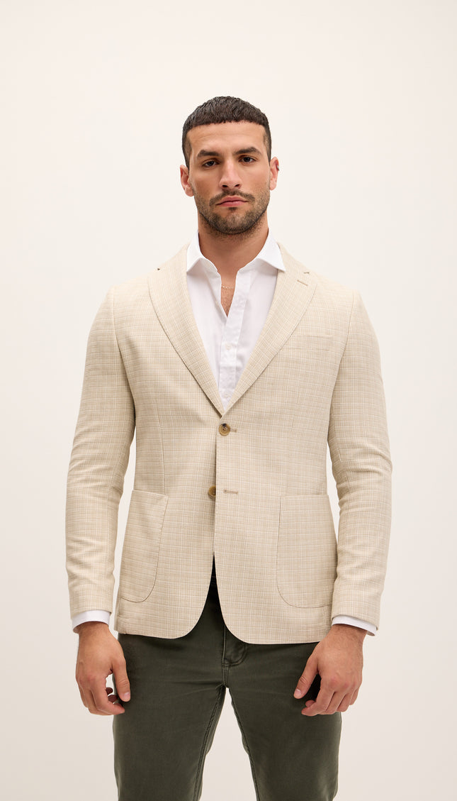 Tailored Fit Patch Pocket Jacket - Beige Brown