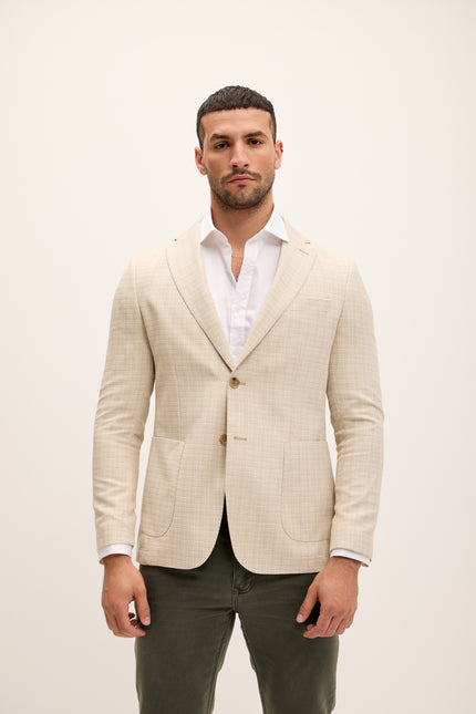 Men's Tailored Patch Pocket Blazer - Beige Brown | Ron Tomson