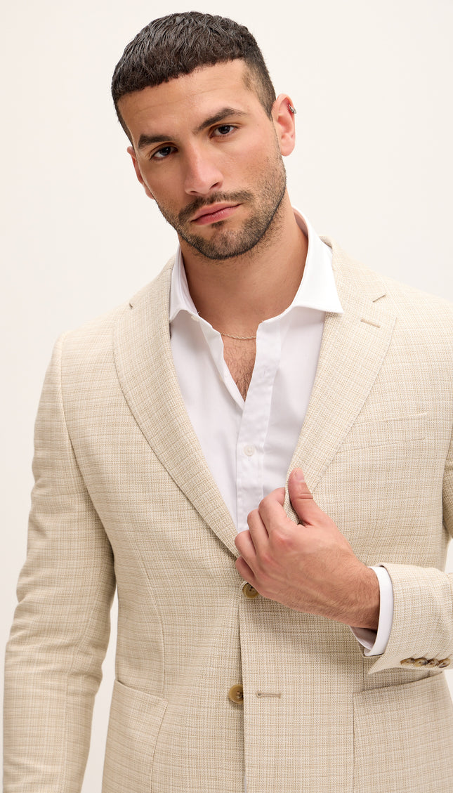 Tailored Fit Patch Pocket Jacket - Beige Brown