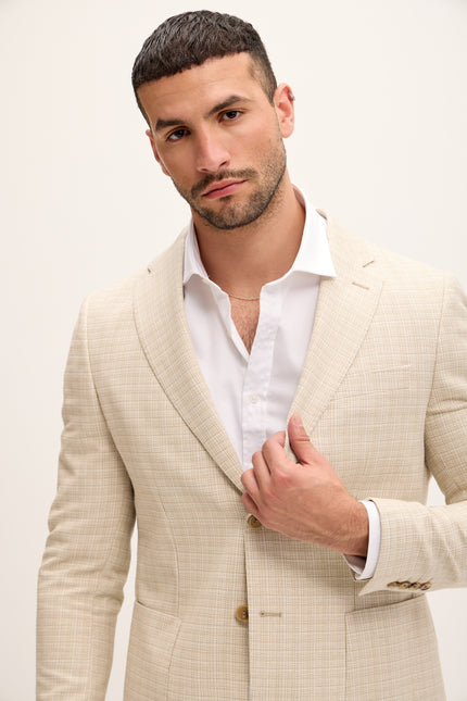 Men's Tailored Patch Pocket Blazer - Beige Brown | Ron Tomson