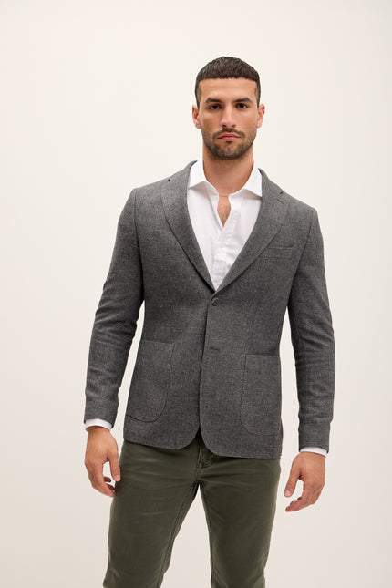 Men's Wool Patch Pocket Blazer - Seal | Ron Tomson