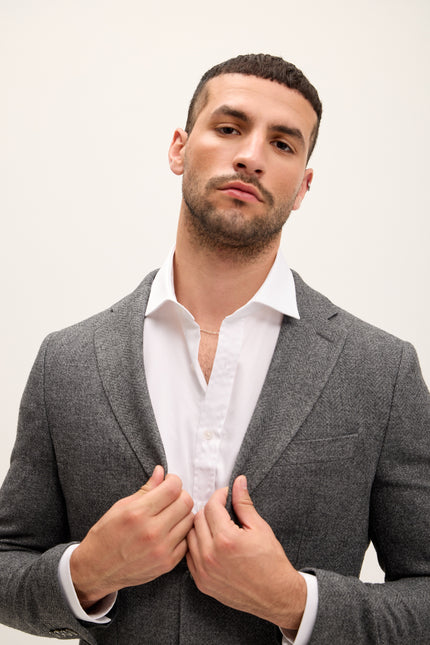 Men's Wool Patch Pocket Blazer - Seal | Ron Tomson