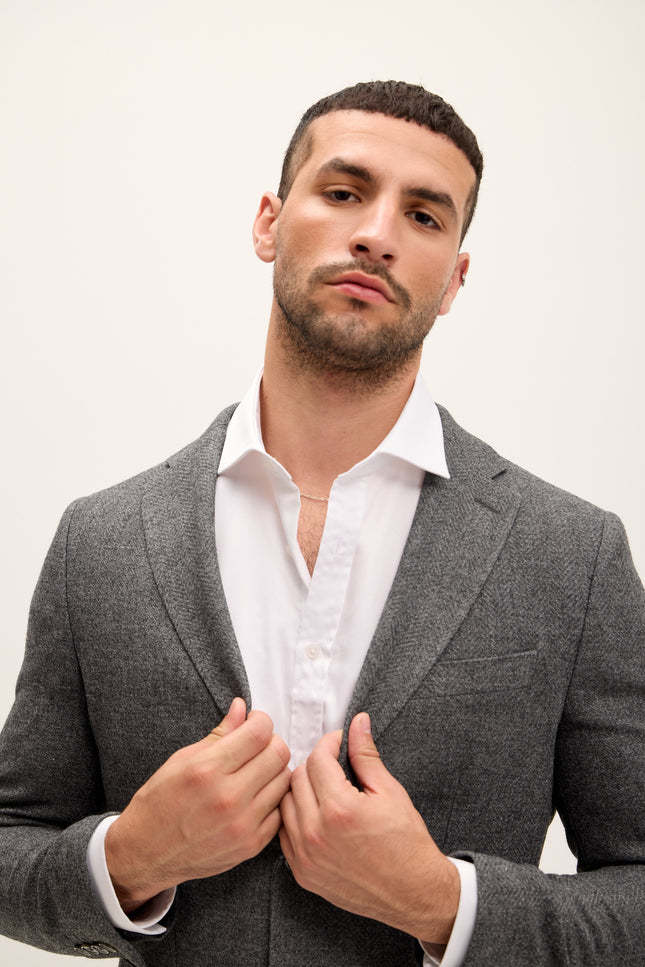 Men's Wool Patch Pocket Blazer - Seal | Ron Tomson