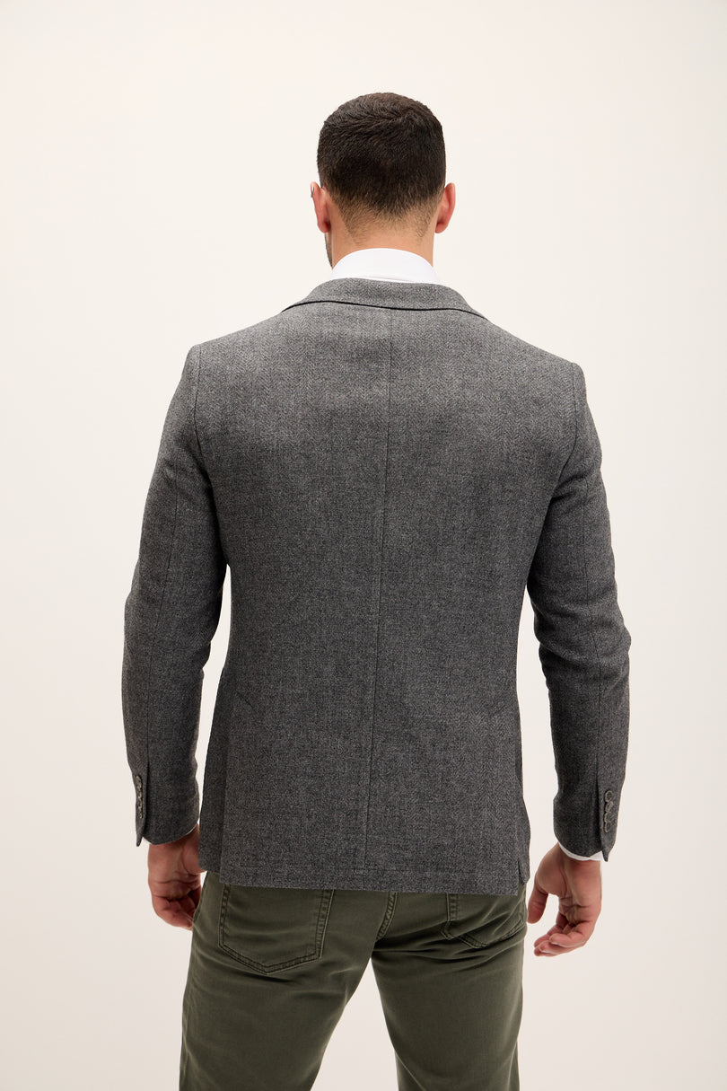 Men's Wool Patch Pocket Blazer - Seal | Ron Tomson