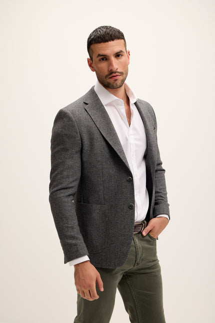 Men's Wool Patch Pocket Blazer - Seal | Ron Tomson