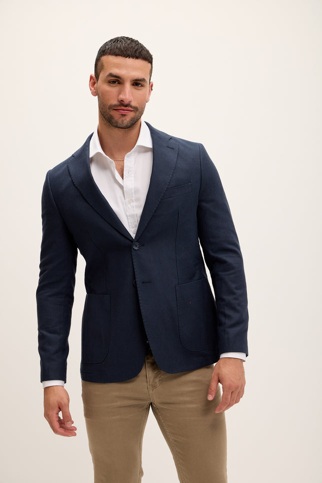 Men's Tailored Patch Pocket Blazer - Navy | Ron Tomson