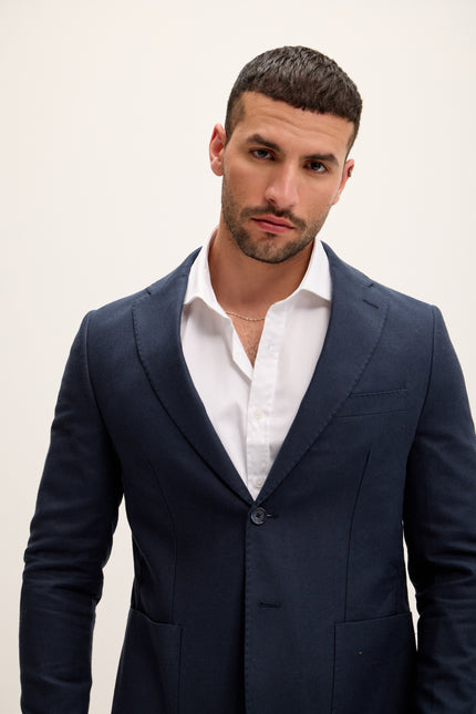 Men's Tailored Patch Pocket Blazer - Navy | Ron Tomson