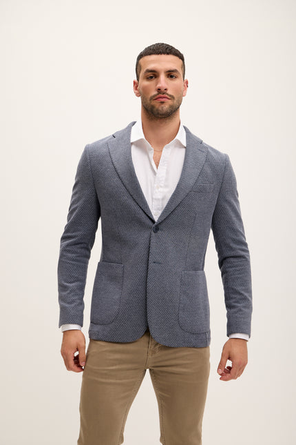 Men's Tailored Patch Pocket Blazer - Anchor Blue | Ron Tomson
